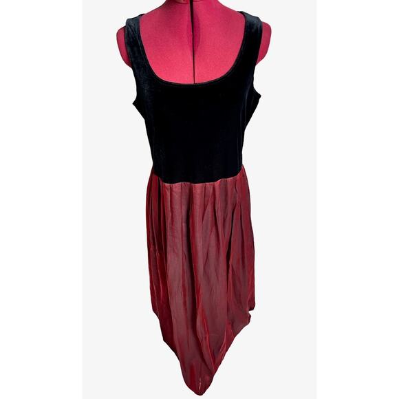 Coldwater Creek Vintage Size 10 Velvet‎ Taffeta Sleeveless Dress Black & Red - Picture 1 of 6